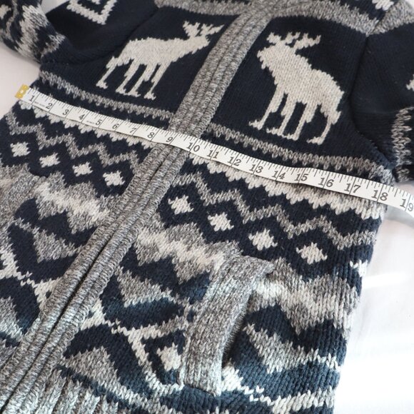 Abercrombie & Fitch full zip knit sweater Fair Isle and moose motif Size Med - Picture 7 of 13